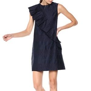 NWT Ted Baker London A-Line Marlene Embroidered Ruffle Shift Cotton Dress Size 8